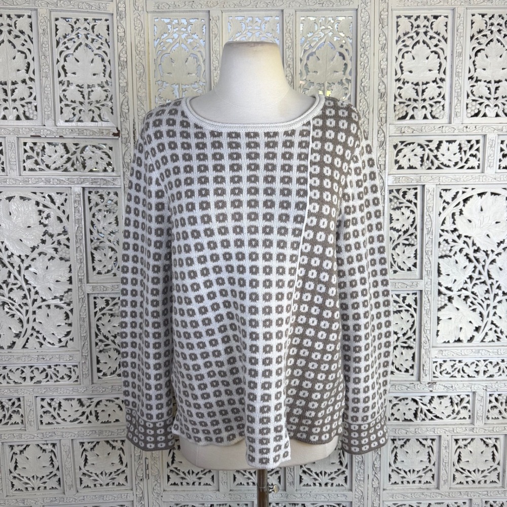 Habitat Clothes To Live In Two Tone Geometric Sweater Womens Small Gray Artsy